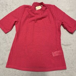 Maeve‎ Anthropologie Top Medium Pink Sheer Nylon Stretch Textured